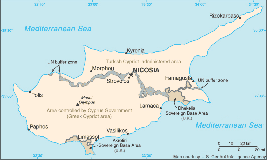 karte von Akrotiri und Dhekelia