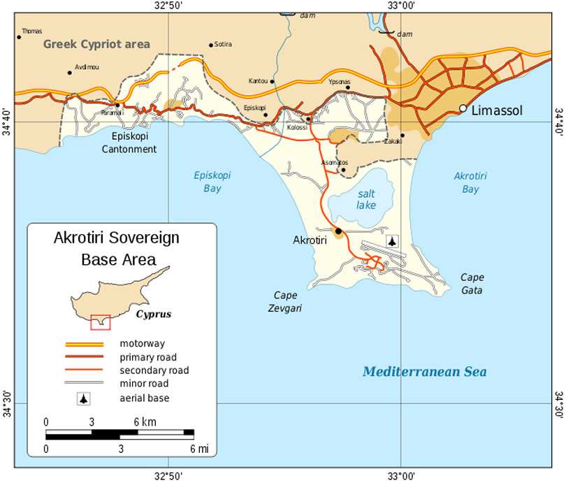 Karte von Akrotiri und Dhekelia