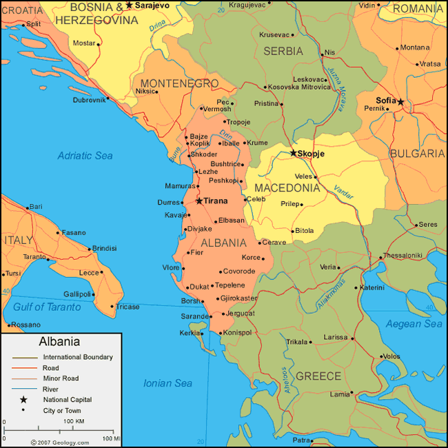 Albanien politisch karte