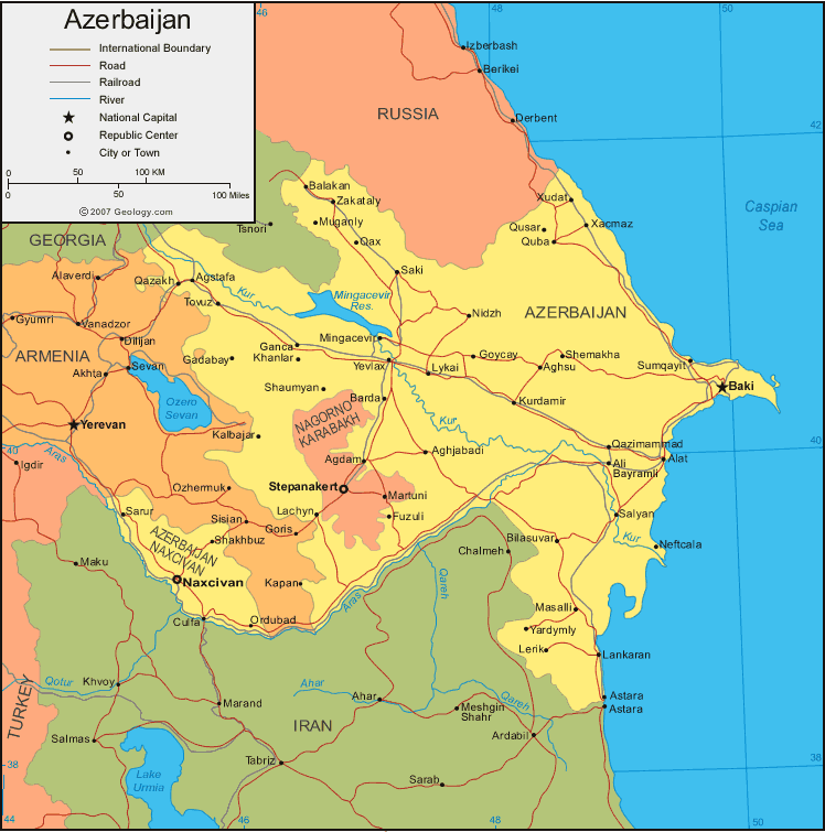 Aserbaidschan politisch karte