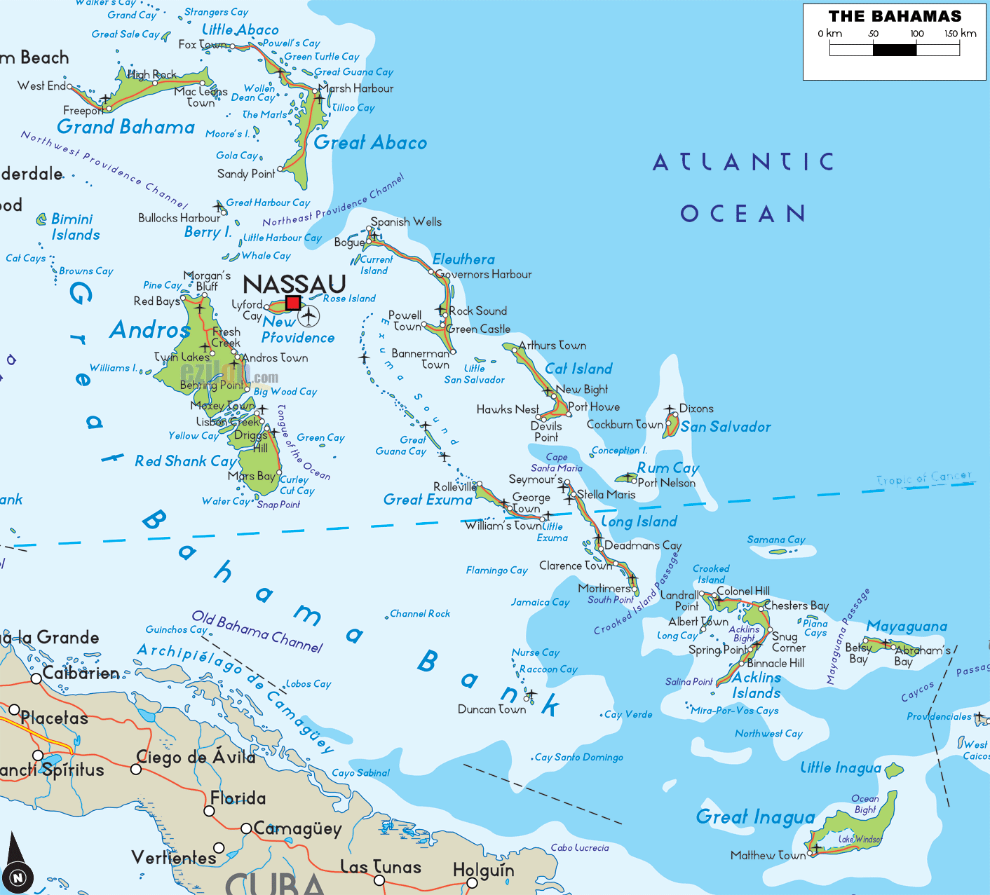 Bahamas politisch karte