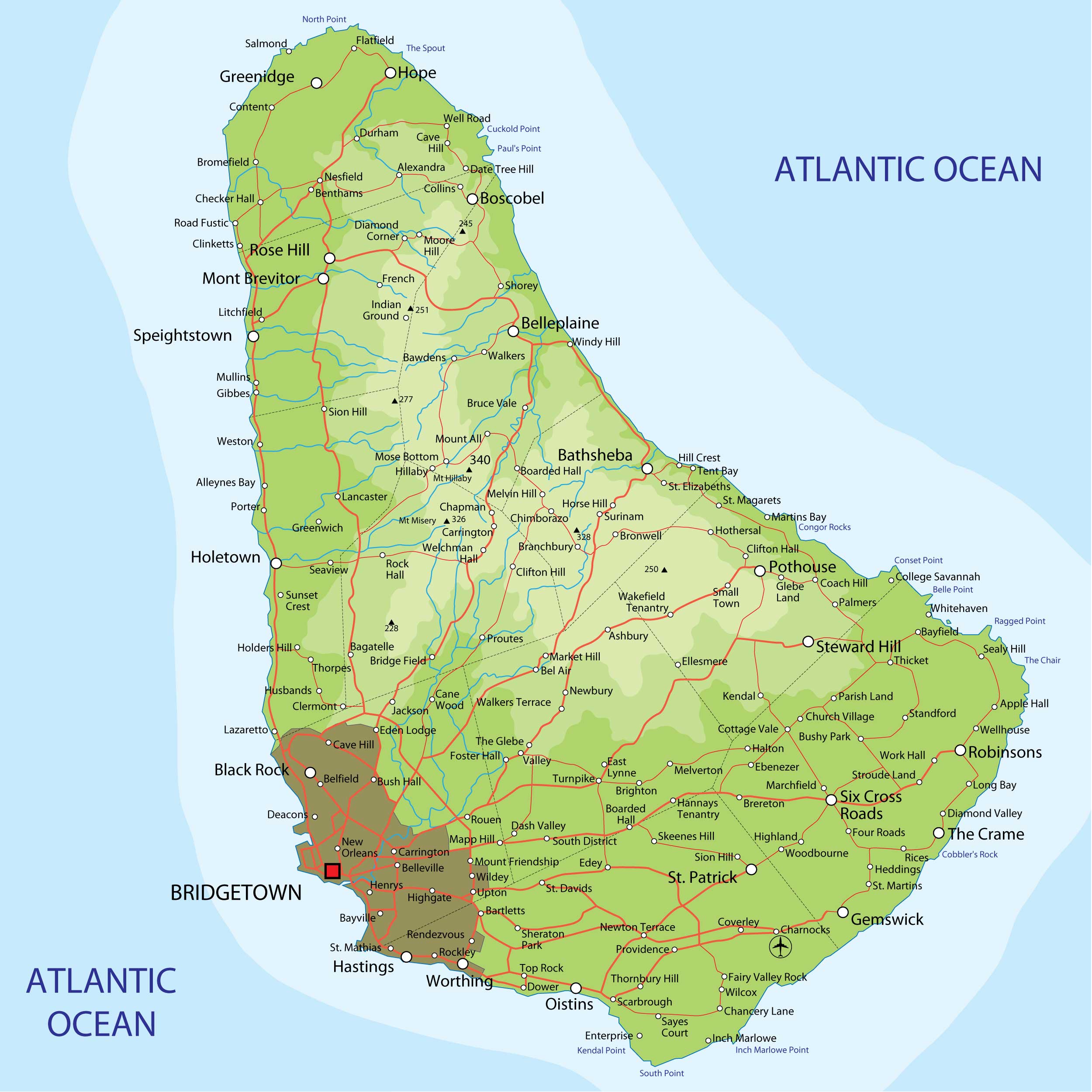 Barbados politisch karte