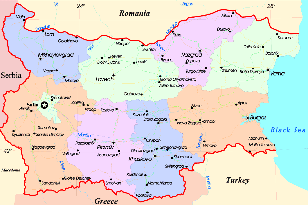 karte von Bulgarien