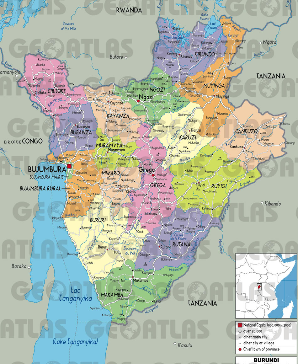 burundi politisch karte