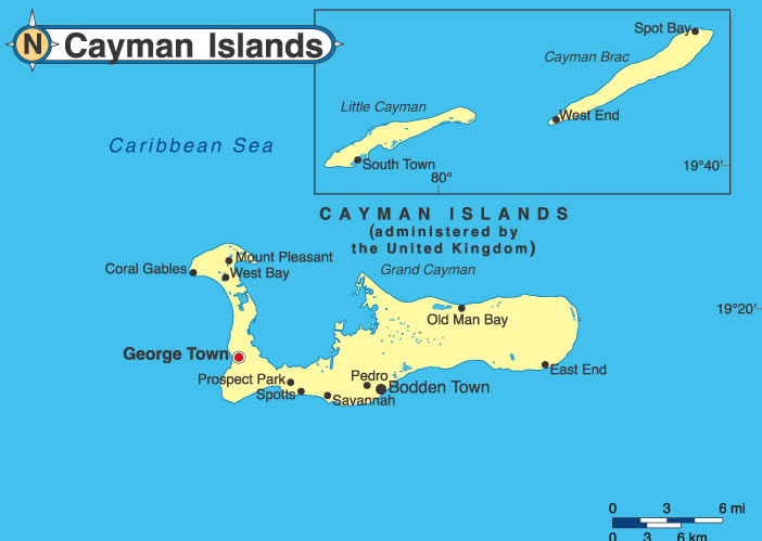Karte von Cayman Inseln