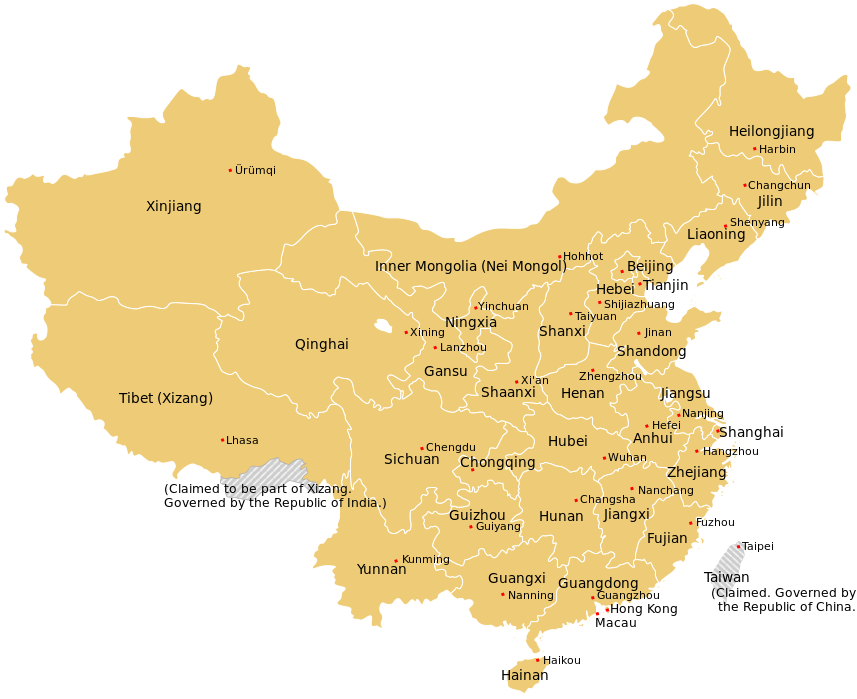 China administrativ karte