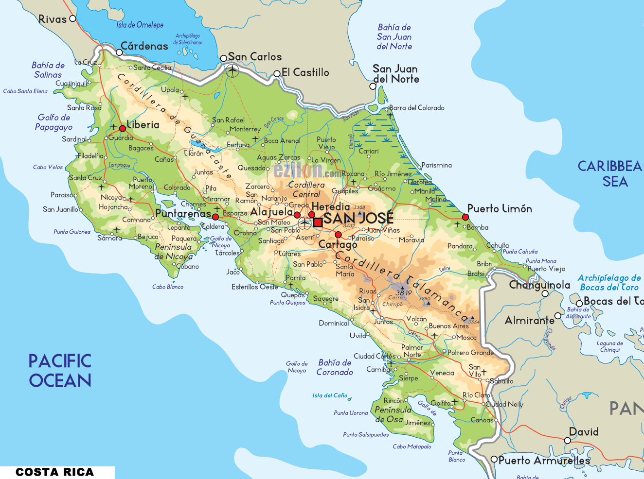 Costa Rica politisch karte