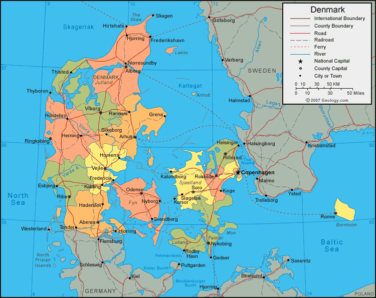 Danemark politisch karte