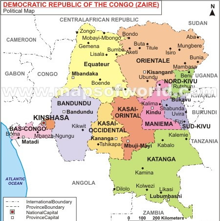 karte von Demokratisch Republik von kongo