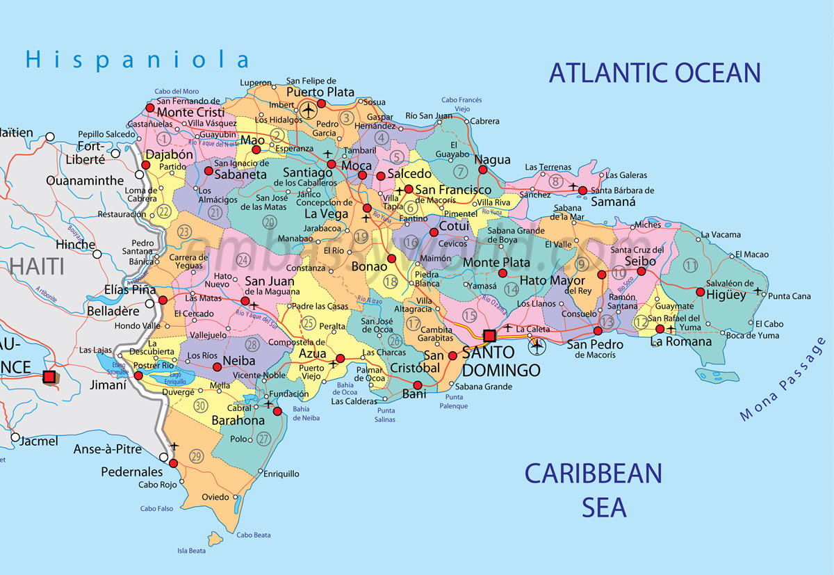 politisch karte von Dominikanische Republik