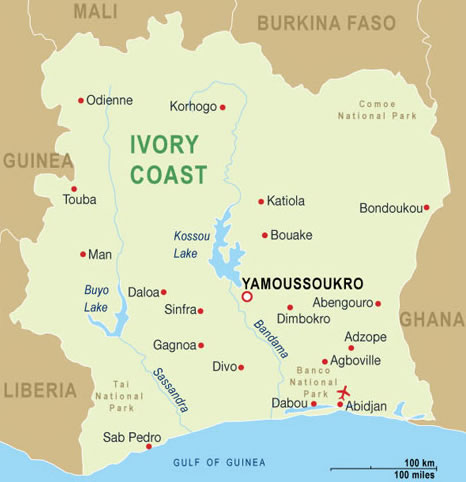 Elfenbeinküste karte