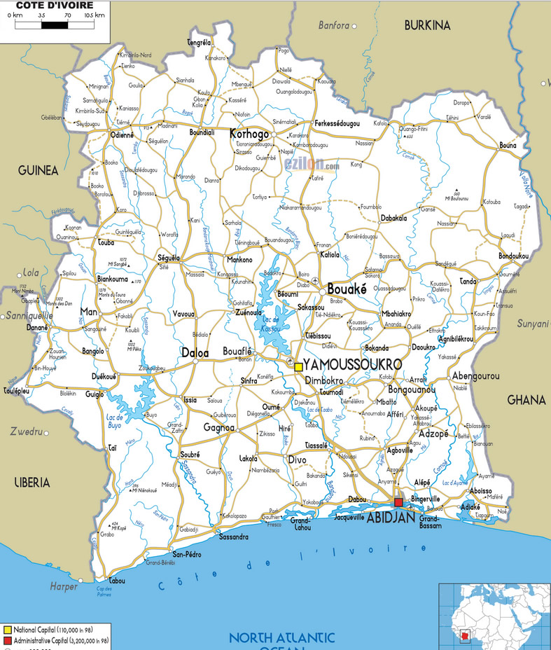 Karte von Elfenbeinküste