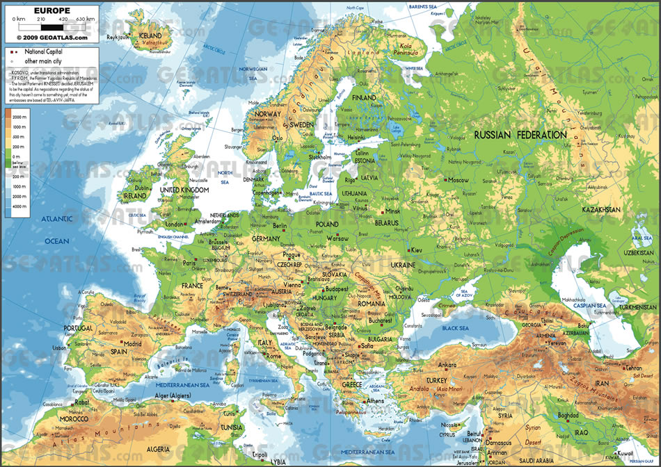 europa physisch karte
