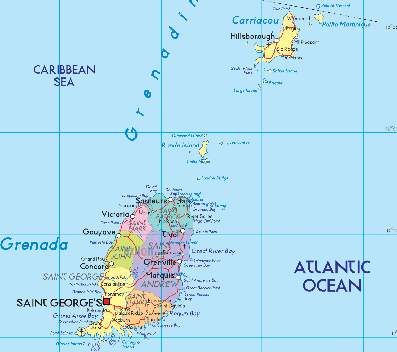 karte von Grenada