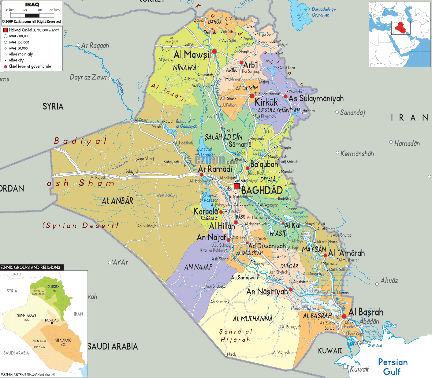 irak politisch karte