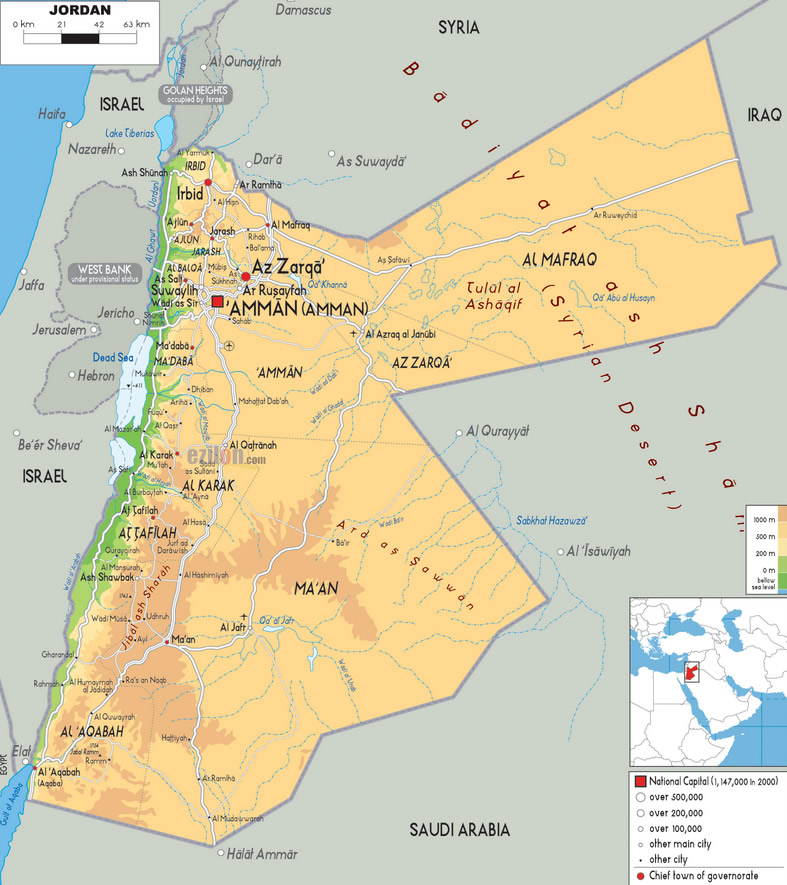 karte von jordanien
