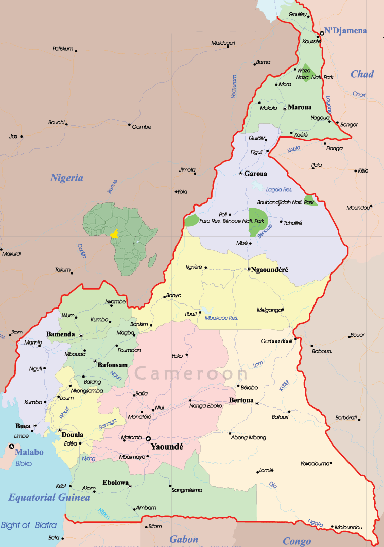Kamerun politisch karte