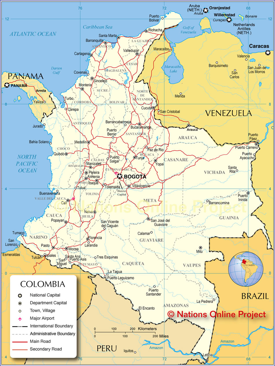 Kolumbien politisch karte