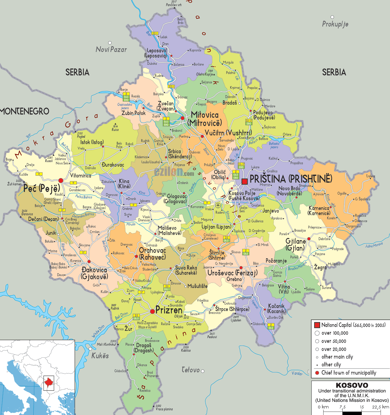 Kosovo politisch karte