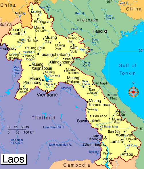 karte von Laos