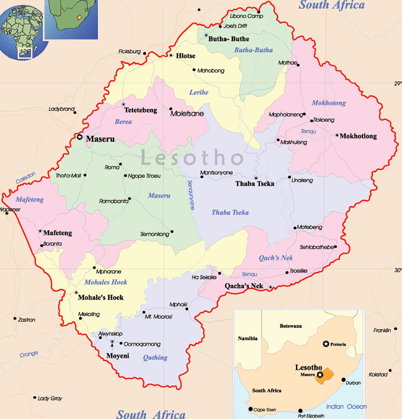 Karte von Lesotho