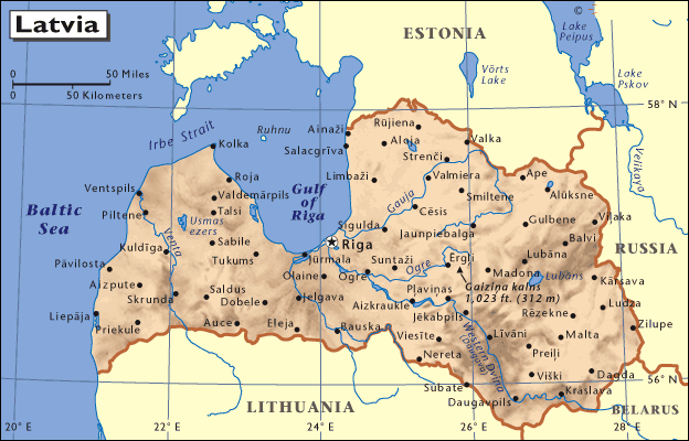 karte von Lettland