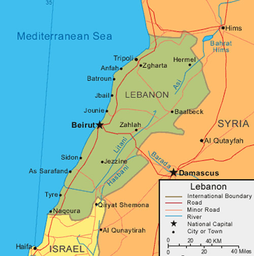 Karte von Libanon