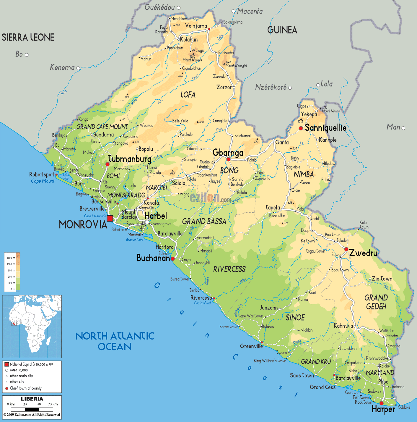 politisch karte von Liberia