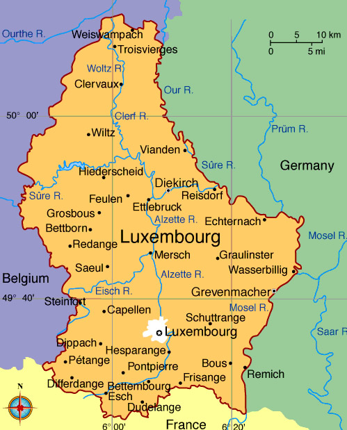 Karte von Luxemburg