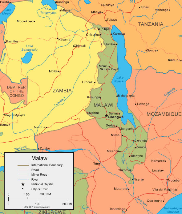 Karte von Malawi