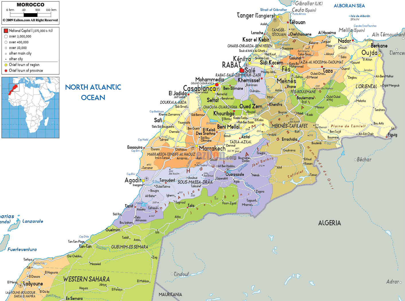 Marokko politisch karte
