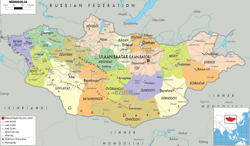 Karte von Mongolei