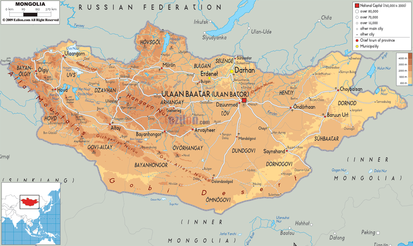 karte von Mongolei
