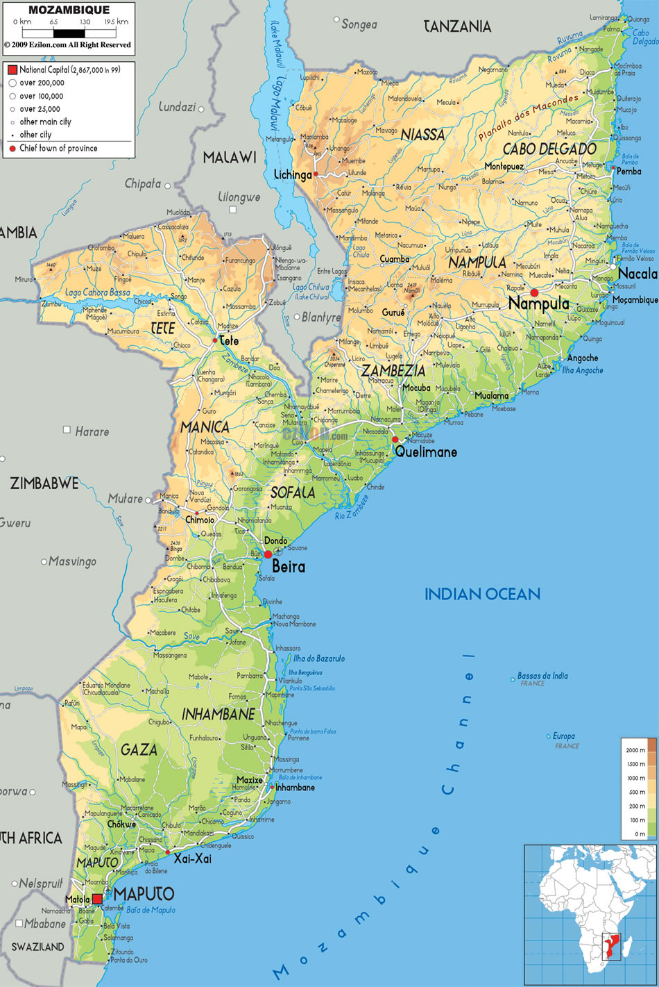 Mosambik karte