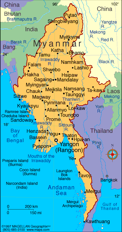 Myanmar burma karte
