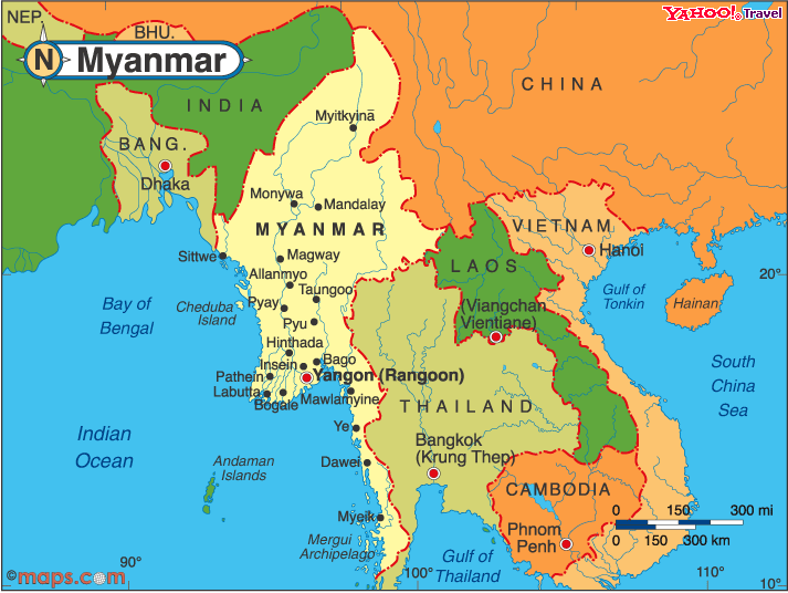 Myanmar politisch karte