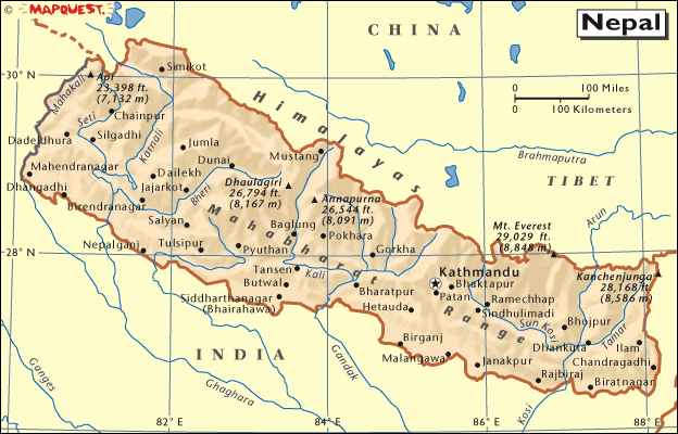 Nepal karte