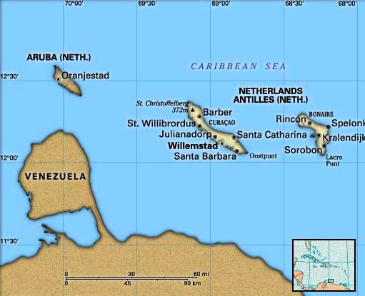 Karte von Niederlandische Antillen