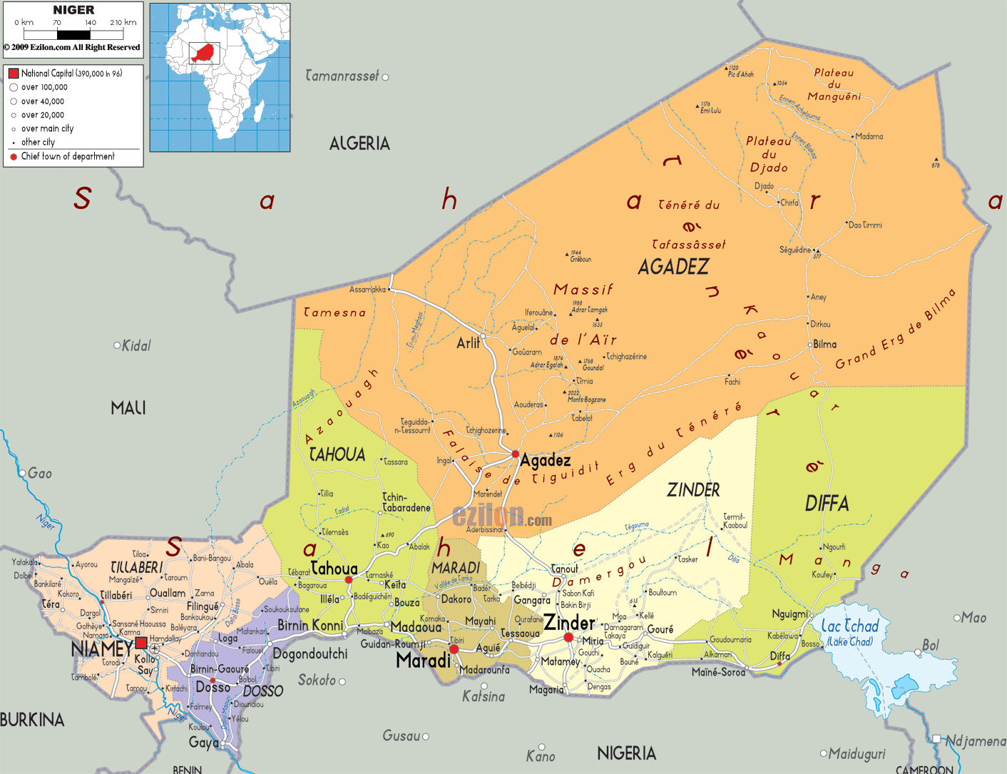 Niger politisch karte