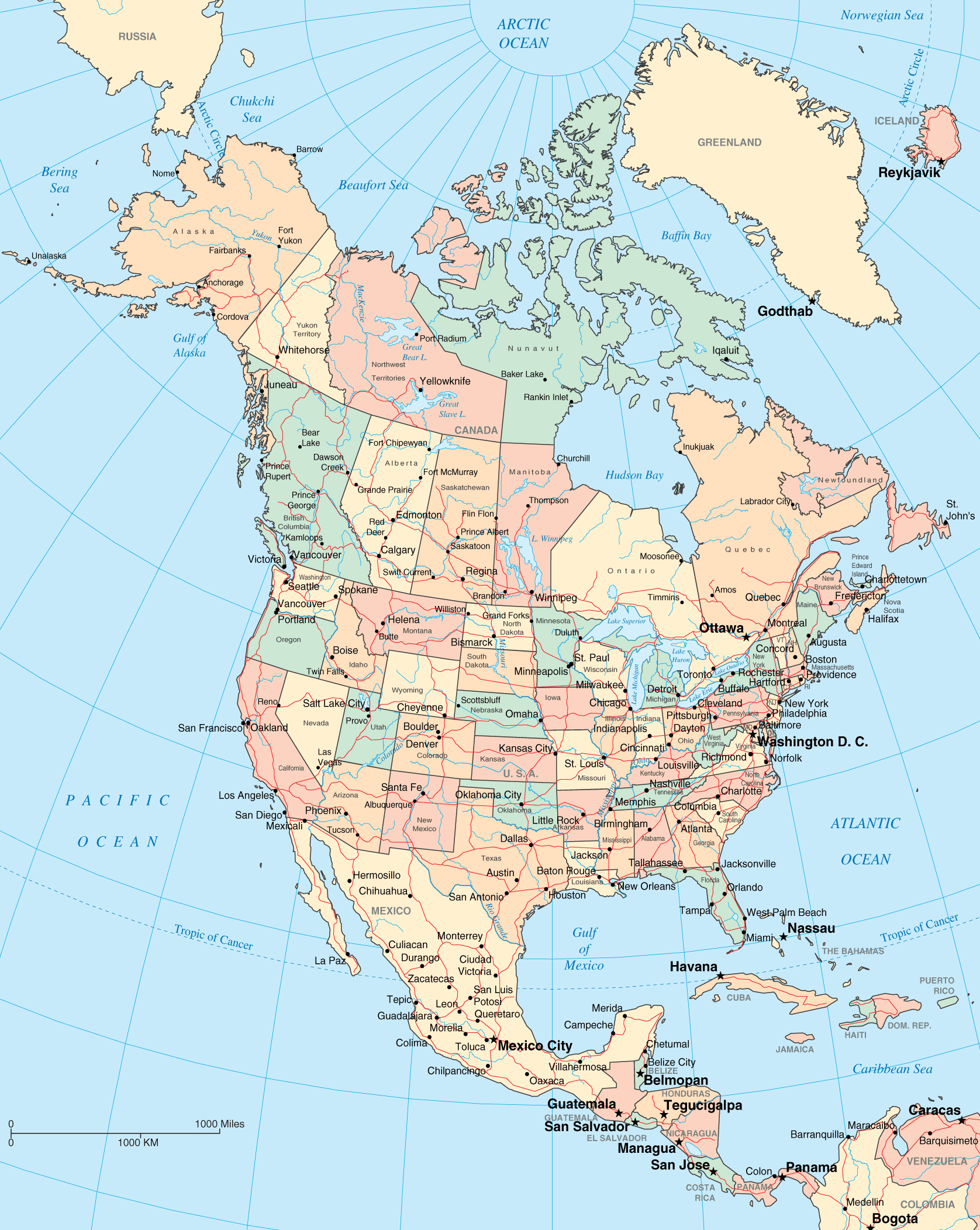 nordamerika politisch karte