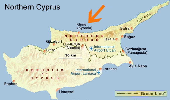 Karte von Nordzypern