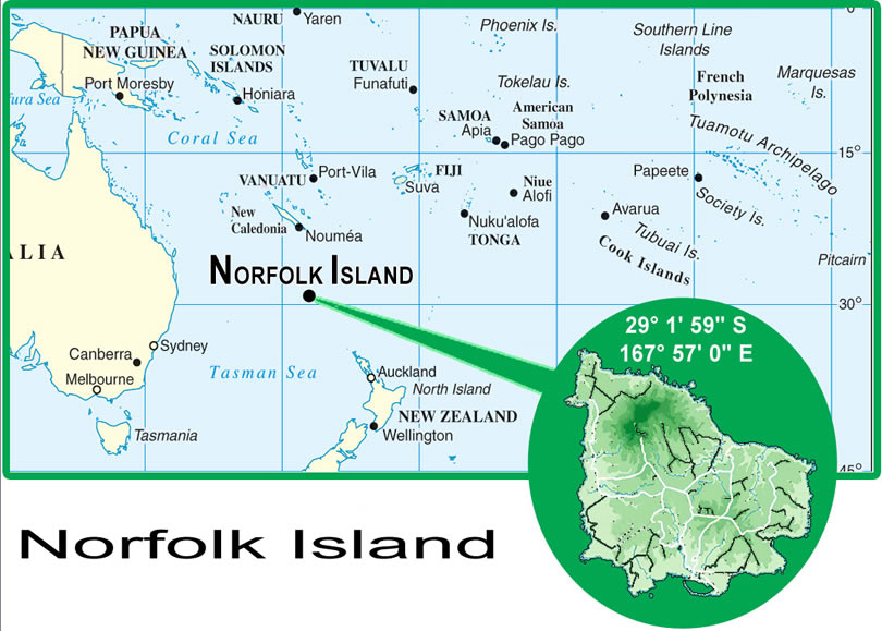 Karte von Norfolk Insel
