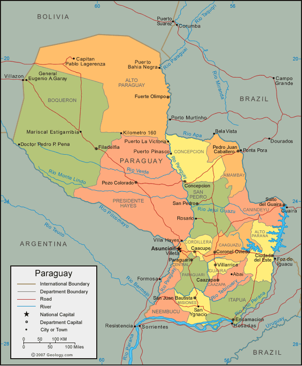 paraguay politisch karte