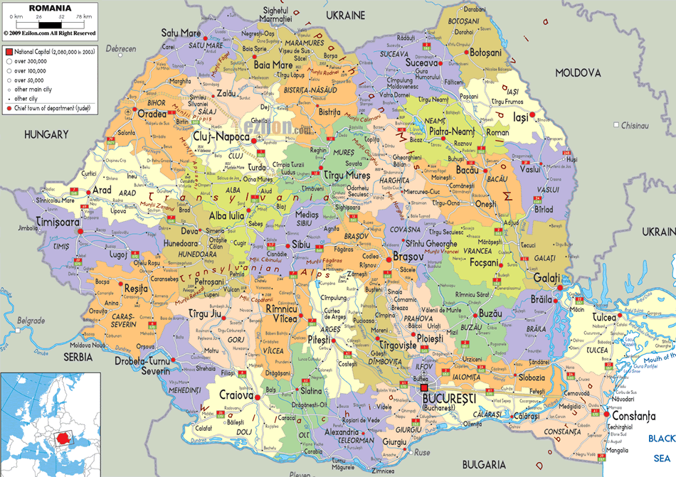 Rumanienn politisch karte