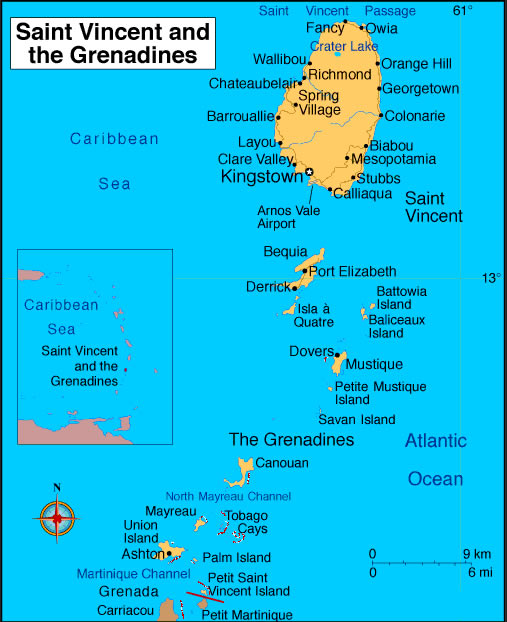 Karte von Saint Vincent und die Grenadines