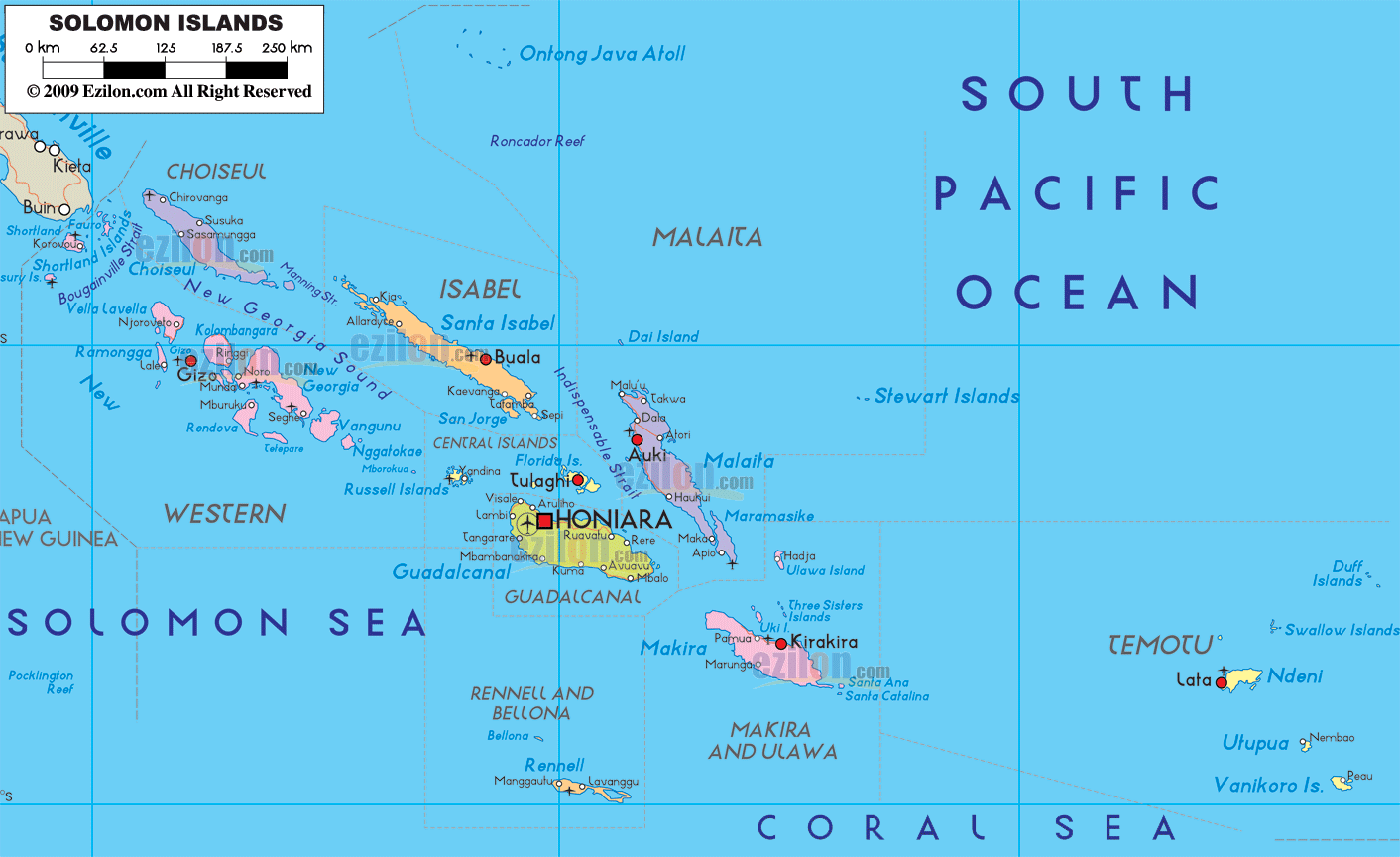 Salomon Inseln politisch karte