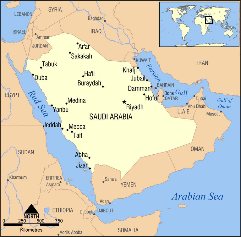 Karte von Saudi Arabien