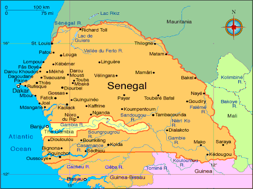 Senegal politisch karte