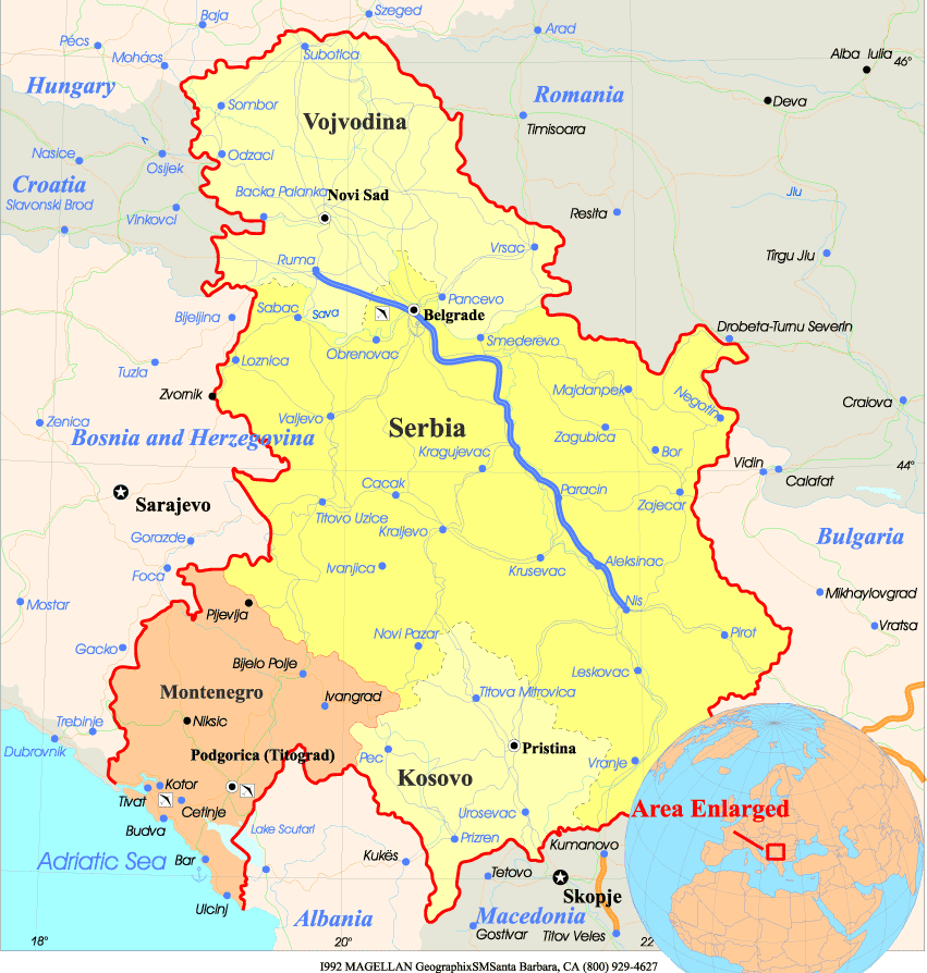 karte von Serbien