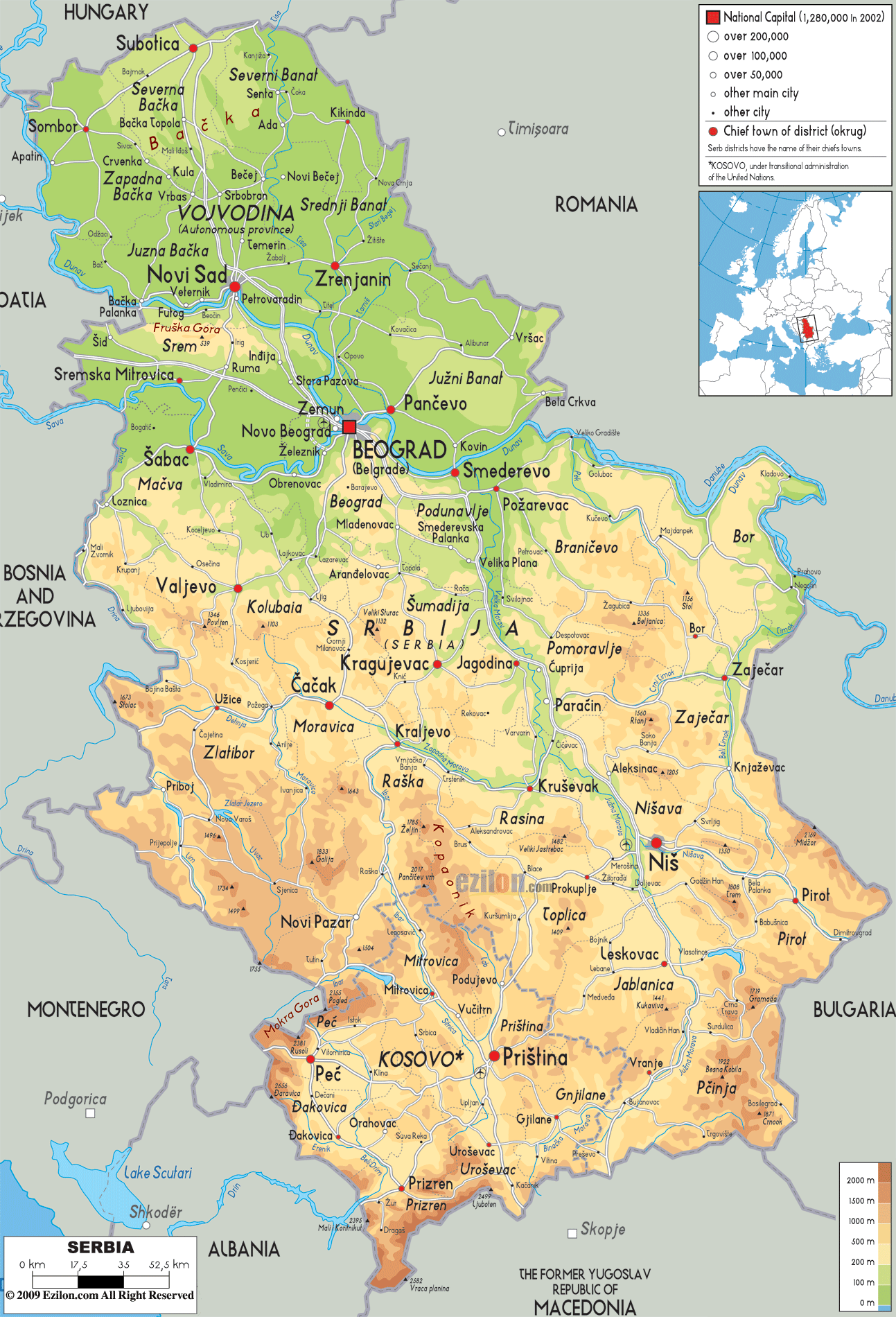 Serbien karte